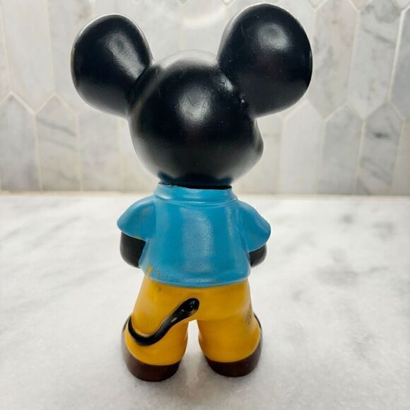 Antique Vtg Walt Disney Mickey Mouse Rubber Collectible Toy Figure Multicolor OS - Picture 3 of 7